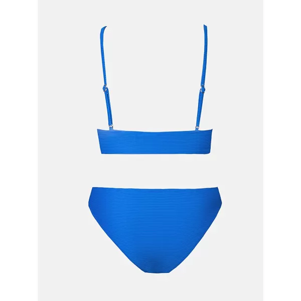 imageCUPSHE Women Bikini Set Solid Color Sexy Triangle Two Piece SwimsuitRoyal Blue