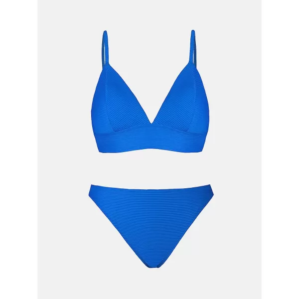 imageCUPSHE Women Bikini Set Solid Color Sexy Triangle Two Piece SwimsuitRoyal Blue