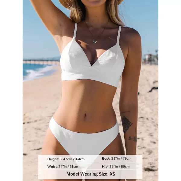 imageCUPSHE Women Bikini Set Solid Color Sexy Triangle Two Piece SwimsuitWhite