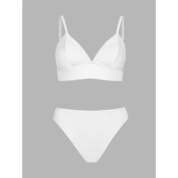 imageCUPSHE Women Bikini Set Solid Color Sexy Triangle Two Piece SwimsuitWhite