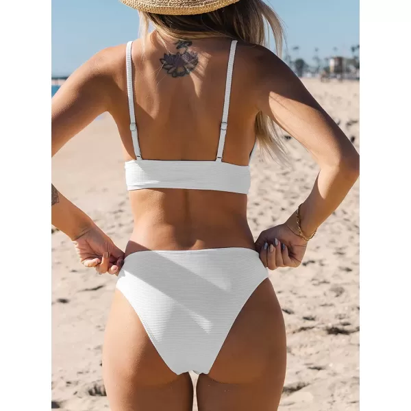imageCUPSHE Women Bikini Set Solid Color Sexy Triangle Two Piece SwimsuitWhite