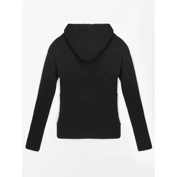 imageCUPSHE Women Black Front Zipper Hoodie Front open Long Sleeve SweatshirtCUPSHE Women Black Front Zipper Hoodie Front open Long Sleeve Sweatshirt