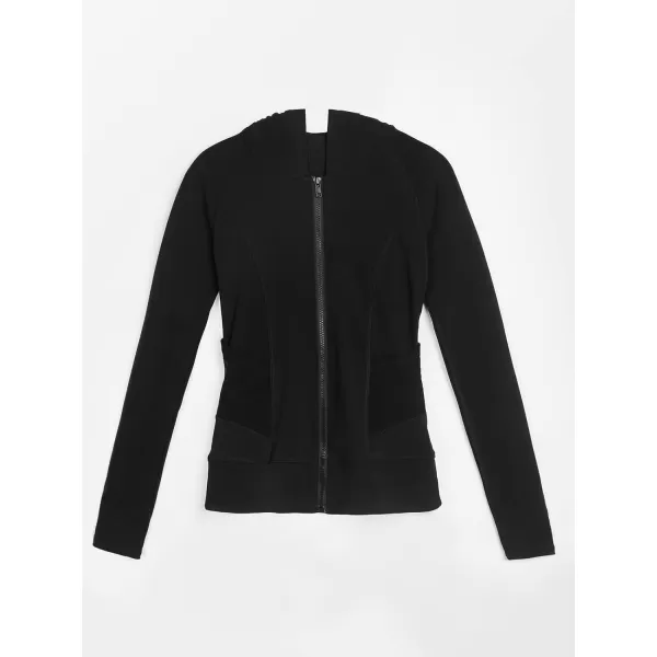imageCUPSHE Women Black Front Zipper Hoodie Front open Long Sleeve SweatshirtCUPSHE Women Black Front Zipper Hoodie Front open Long Sleeve Sweatshirt