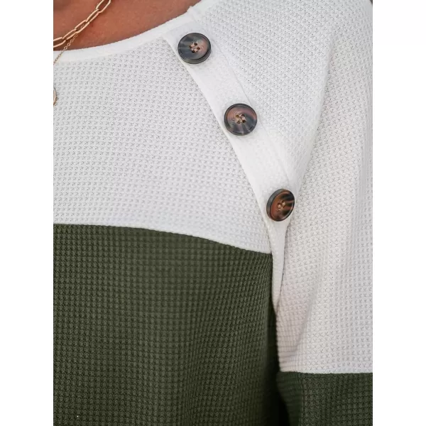 imageCUPSHE Women Blouses Colorblock Button Raglan Sleeve Tops Long Sleeves ShirtsGreen