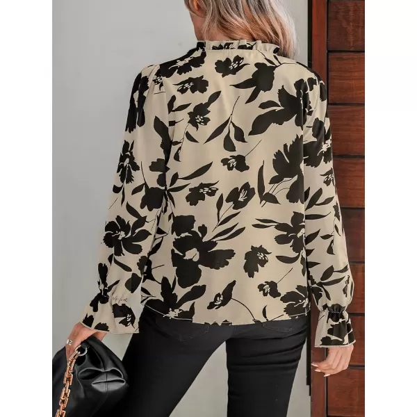 imageCUPSHE Women Blouses Floral Print Tie Neck Tops VNeck Long Sleeves ShirtsCUPSHE Women Blouses Floral Print Tie Neck Tops VNeck Long Sleeves Shirts