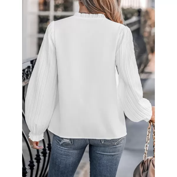 imageCUPSHE Women Blouses Porcelain Poet Tops Long Sleeves Solid Tee Casual DressyWhite