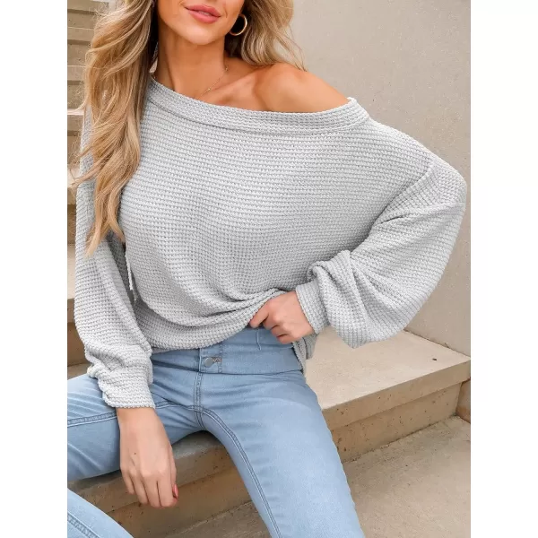 imageCUPSHE Women Blouses Ribbed OneShoulder Sweater Tops Long Sleeves ShirtsGrey