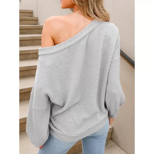 imageCUPSHE Women Blouses Ribbed OneShoulder Sweater Tops Long Sleeves ShirtsGrey