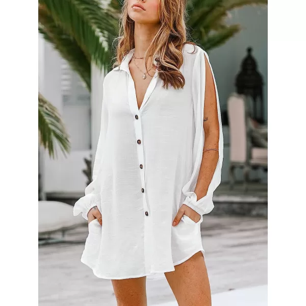 imageCUPSHE Women ButtonFront Shirt Long Sleeves Tops V Neck ShirtsWhite