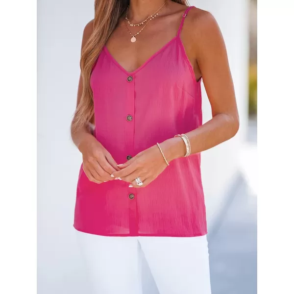 imageCUPSHE Women Buttoned VNeck Cami Summer Casual Adjustable Straps CamisolePink