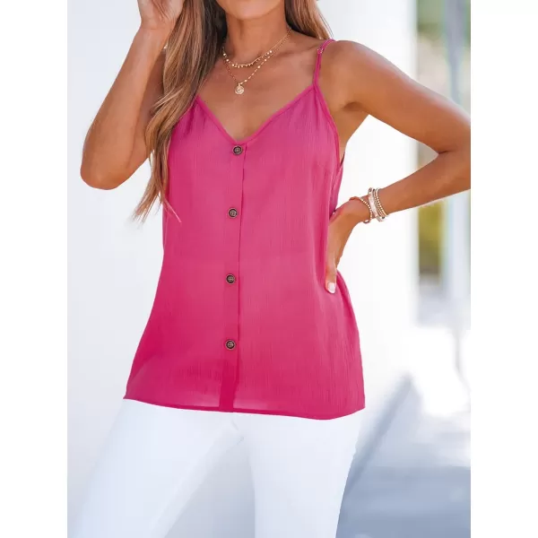 imageCUPSHE Women Buttoned VNeck Cami Summer Casual Adjustable Straps CamisolePink