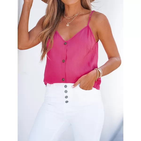 imageCUPSHE Women Buttoned VNeck Cami Summer Casual Adjustable Straps CamisolePink