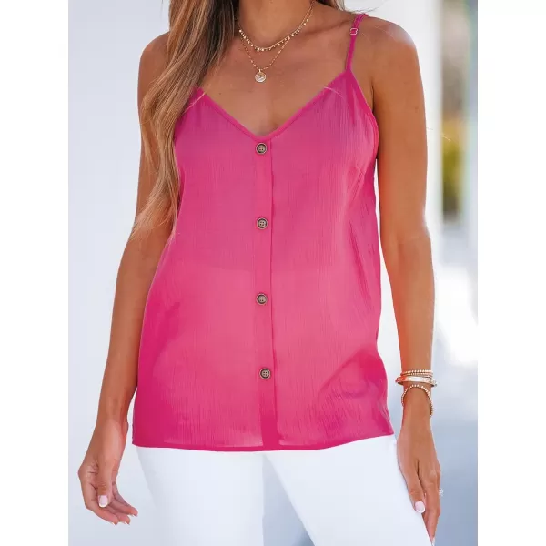 imageCUPSHE Women Buttoned VNeck Cami Summer Casual Adjustable Straps CamisolePink