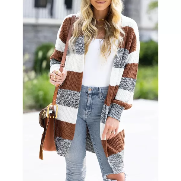 imageCUPSHE Women Cardigans Sweater Knit Striped Sweater Casual Tops Long SleevesWhite Striped