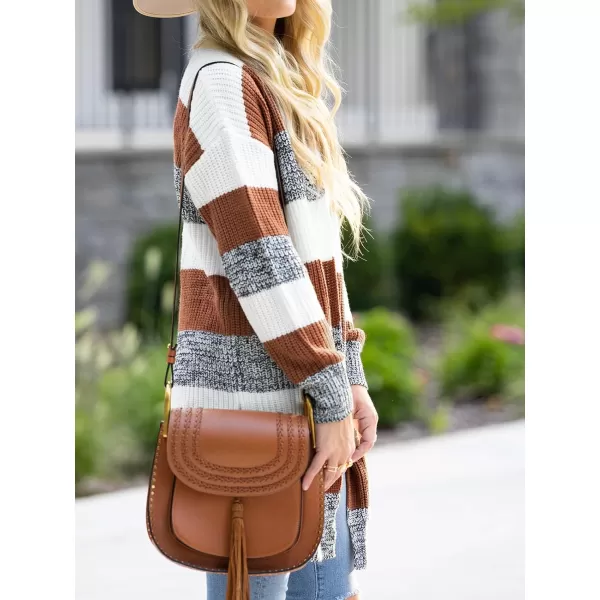 imageCUPSHE Women Cardigans Sweater Knit Striped Sweater Casual Tops Long SleevesWhite Striped