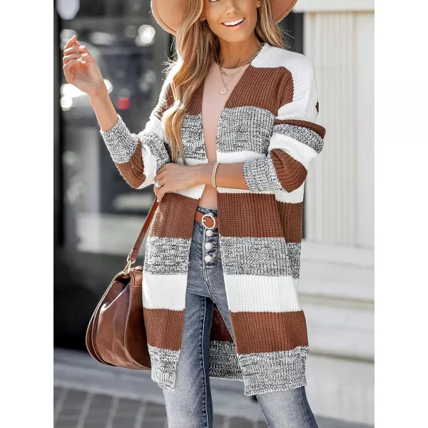 imageCUPSHE Women Cardigans Sweater Knit Striped Sweater Casual Tops Long SleevesWhite Striped