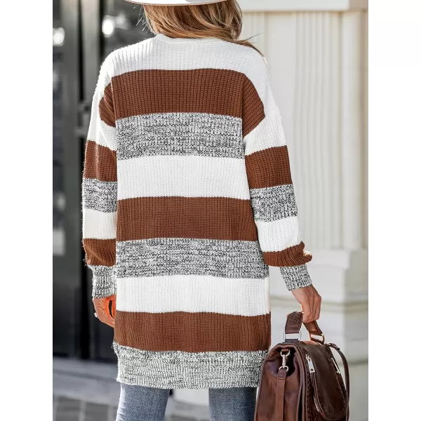 imageCUPSHE Women Cardigans Sweater Knit Striped Sweater Casual Tops Long SleevesWhite Striped
