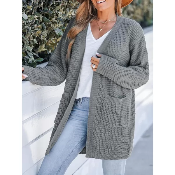 imageCUPSHE Women Cardigans Sweater Knit V Neck Sweater Casual Tops Long SleevesGray