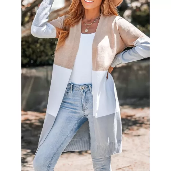 imageCUPSHE Women Cardigans Sweater Knit V Neck Sweater Casual Tops Long SleevesWhite Striped
