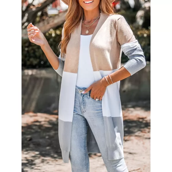 imageCUPSHE Women Cardigans Sweater Knit V Neck Sweater Casual Tops Long SleevesWhite Striped