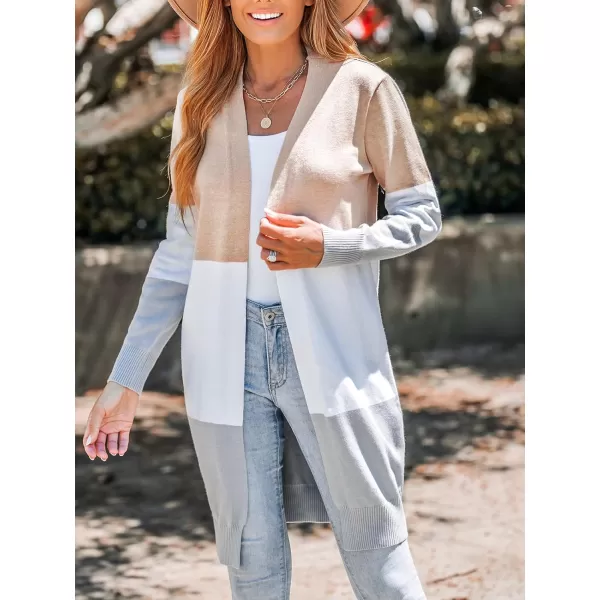 imageCUPSHE Women Cardigans Sweater Knit V Neck Sweater Casual Tops Long SleevesWhite Striped