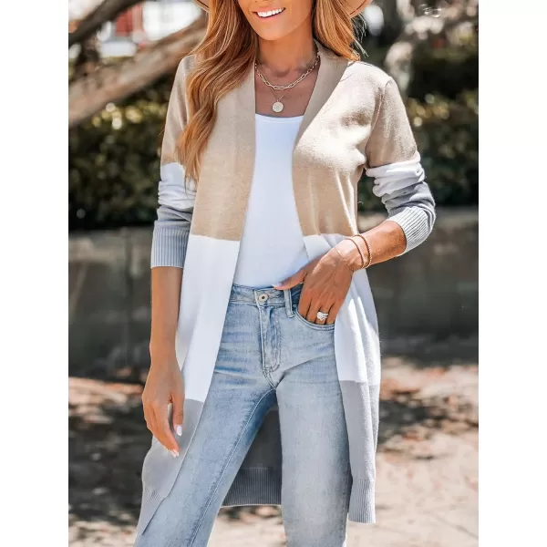 imageCUPSHE Women Cardigans Sweater Knit V Neck Sweater Casual Tops Long SleevesWhite Striped