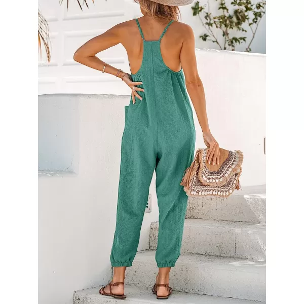 imageCUPSHE Women Casual Adjustable Cami Straps Overalls Summer VNeck JoggersGreen