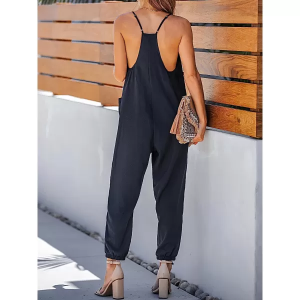 imageCUPSHE Women Casual Adjustable Cami Straps Overalls Summer VNeck JoggersNavy Blue