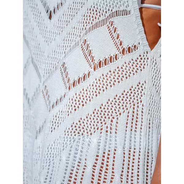 imageCUPSHE Women Casual Beach Cover Up Dress Summer VNeck Crochet Tanks DressesWhite