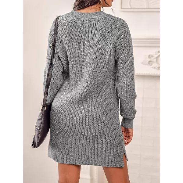 imageCUPSHE Women Casual Button Down VNeck Sweater Dress Winter Long Sleeve Knit Midi DressesSand