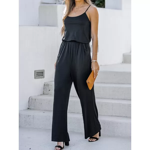 imageCUPSHE Women Casual Sleeveless Wide Leg Cami Jumpsuit Scoop Neck OnePiece PlaysuitsBlack