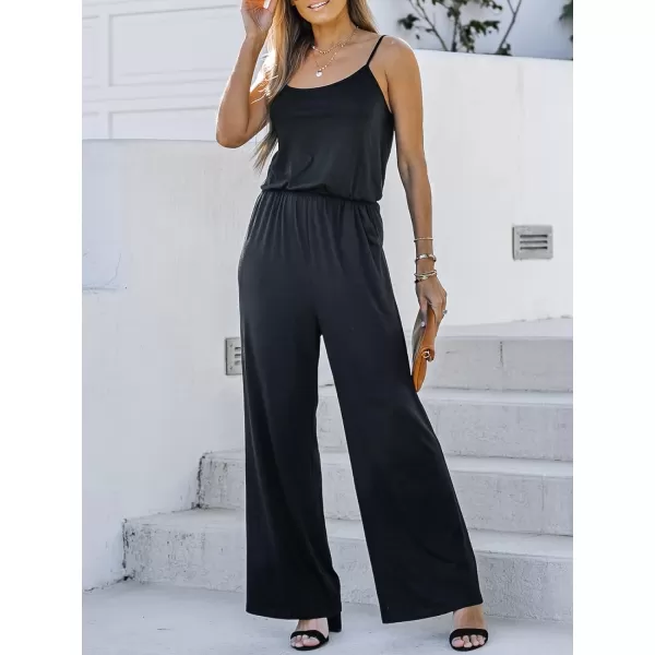 imageCUPSHE Women Casual Sleeveless Wide Leg Cami Jumpsuit Scoop Neck OnePiece PlaysuitsBlack