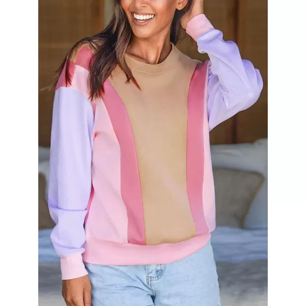 imageCUPSHE Women Casual Sweatshirt Round Neck Long Sleeve Loose Waisted Color BlockMulticolor