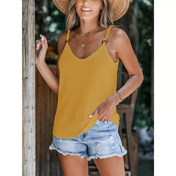 imageCUPSHE Women Cloud Textured ORing Cami Sleeveless Tshirts V Neck Tank Tops CasualYellow