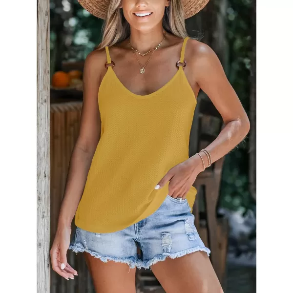 imageCUPSHE Women Cloud Textured ORing Cami Sleeveless Tshirts V Neck Tank Tops CasualYellow