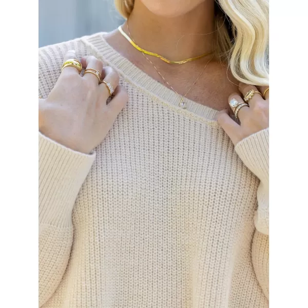 imageCUPSHE Women Crewneck Sweater Tops Long Sleeves Top Knit Pullover Casual Sweater CasualApricot