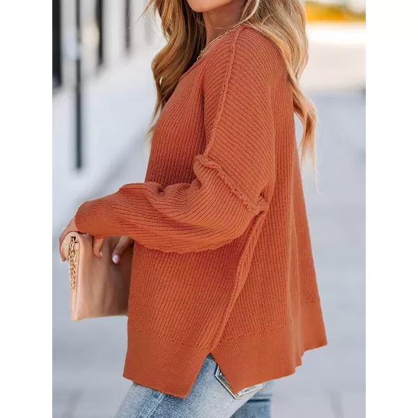 imageCUPSHE Women Crewneck Sweater Tops Long Sleeves Top Knit Pullover Casual Sweater CasualOrange