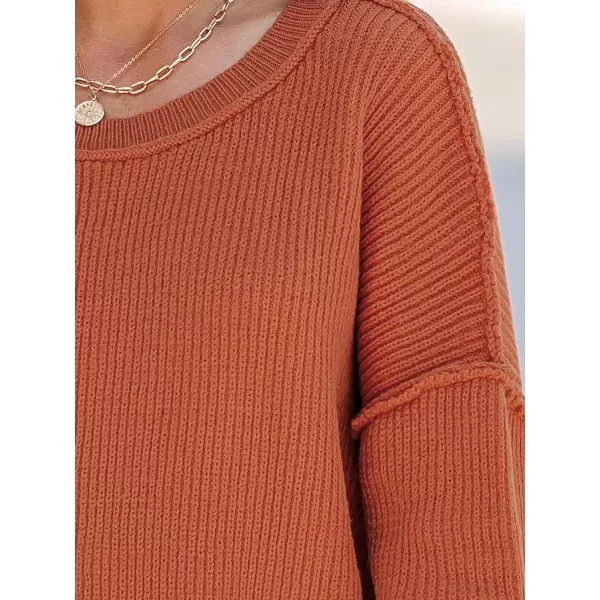 imageCUPSHE Women Crewneck Sweater Tops Long Sleeves Top Knit Pullover Casual Sweater CasualOrange
