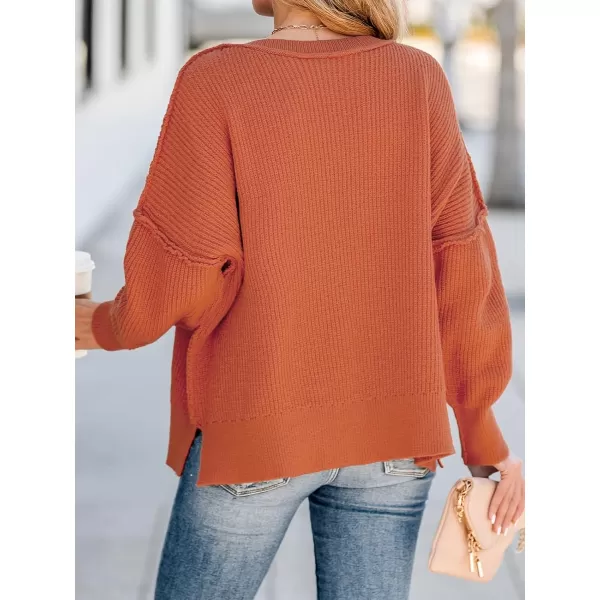 imageCUPSHE Women Crewneck Sweater Tops Long Sleeves Top Knit Pullover Casual Sweater CasualOrange