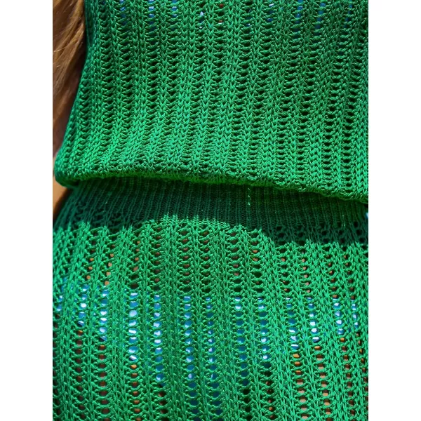 imageCUPSHE Women Crochet Mini CoverUp Dress Casual Summer Shoulder Straps Beach Sleeveless Short Cover UpGreen
