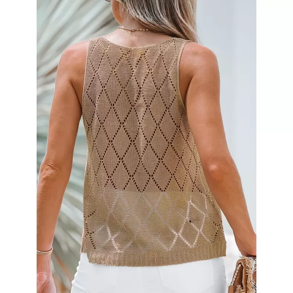 imageCUPSHE Women Crochet VNeck Cami Casual Shirts Sleeveless Tank TopsBrown