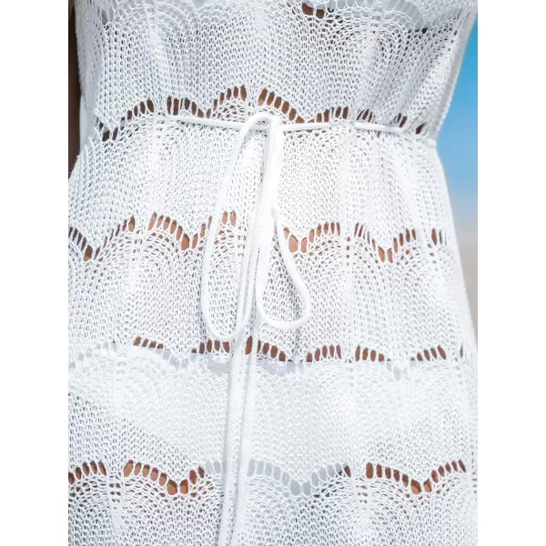 imageCUPSHE Women Crochet VNeck Drawstring CoverUp Dress Sleeveless V Neck Cover Up SummerWhite