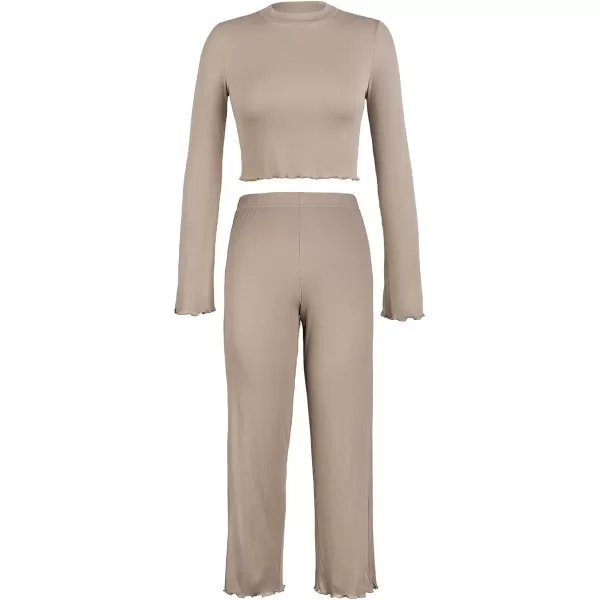 imageCUPSHE Women Crop Top And Pants Set Pull Over Round Neck Bell Sleeve Elastic Loose Waisted Wide Leg PantsCUPSHE Women Crop Top And Pants Set Pull Over Round Neck Bell Sleeve Elastic Loose Waisted Wide Leg Pants