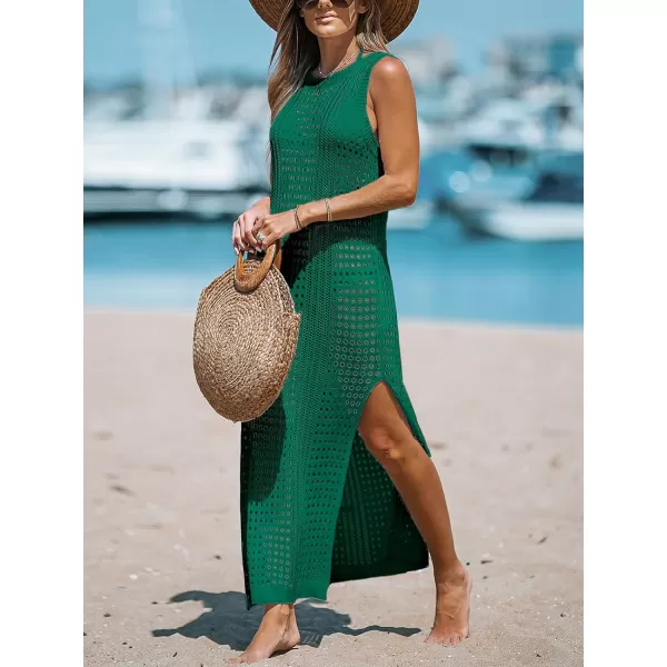 imageCUPSHE Women Cutout Bodycon Maxi CoverUp Dress Crew Neck Sleeveless Cover Up SummerGreen