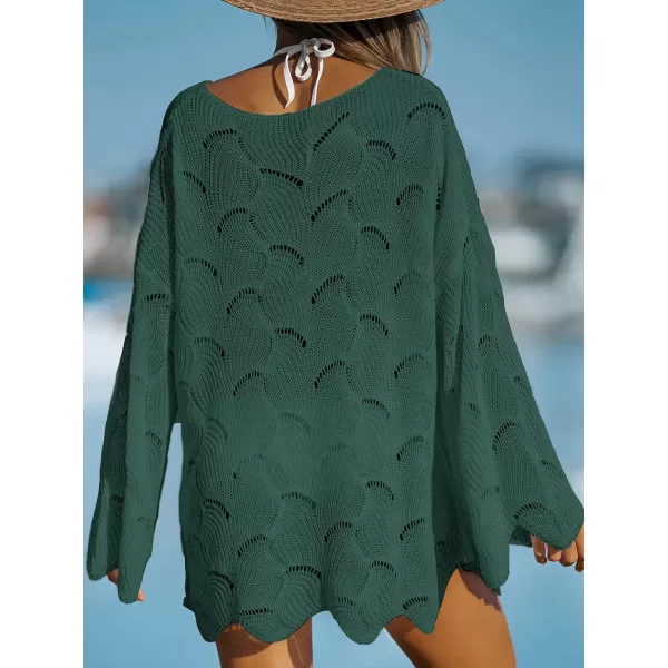 imageCUPSHE Women Cutout Swim CoverUp Dress Casual Summer Dropped Shoulders Long sleeves Cover UpGreen