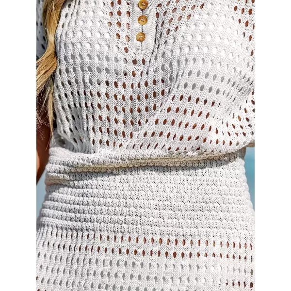 imageCUPSHE Women Cutout VNeck CoverUp Dress Casual Summer Short Sleeves Buttons Cover UpWhite