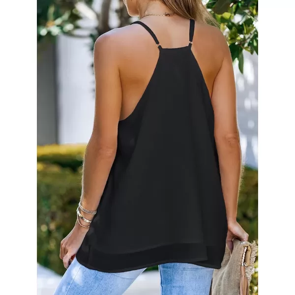 imageCUPSHE Women Deep V Neck Top Sleeveless Tank Top Classic Cami CasualBlack