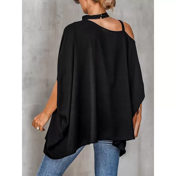 imageCUPSHE Women Dolman Sleeve One Shoulder Top Tee Blouse Black Top Short SleeveBlack