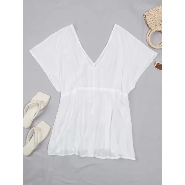 imageCUPSHE Women Drawstring Waist Cover Up WhiteWhite