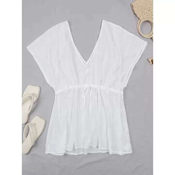 imageCUPSHE Women Drawstring Waist Cover Up WhiteWhite